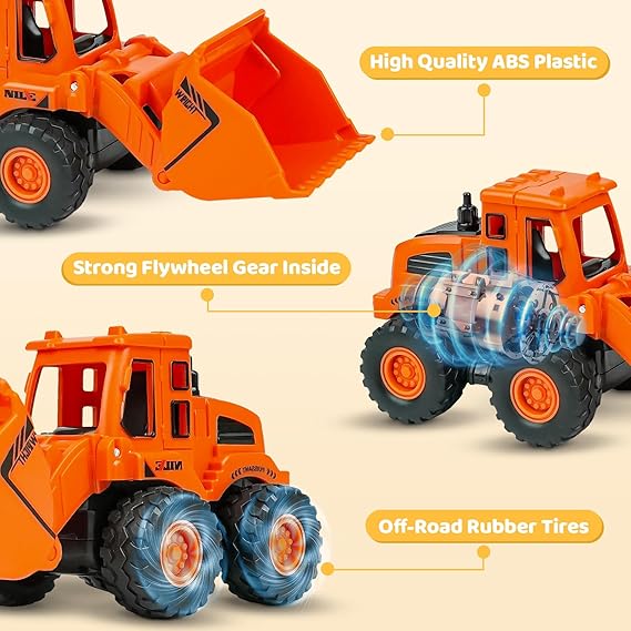 Beestech Construction Toys for 3 Years Old Boys Girls Kids, Friction Powered Construction Truck Toys Vehicles Sand Toys Trucks Excavator, Bulldozer, Road Roller (Colorful 4 Pack) nirvanaguru