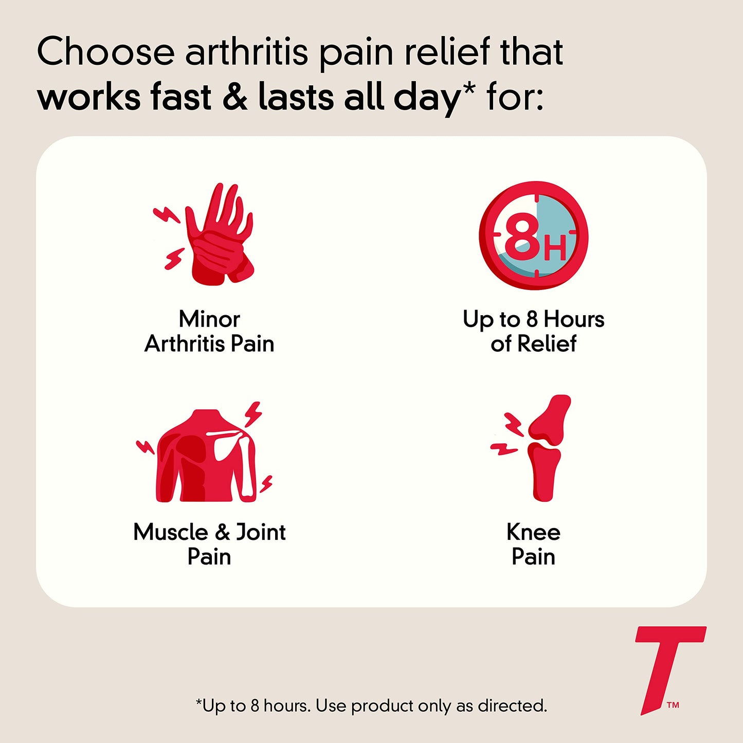 Tylenol 8HR Arthritis Pain Relief Caplets, 650 mg Acetaminophen for Minor Arthritis & Joint Pain, Fever Reducer, Extended Release, Gentle on Stomach, FSA or HSA Eligible, 100 ct