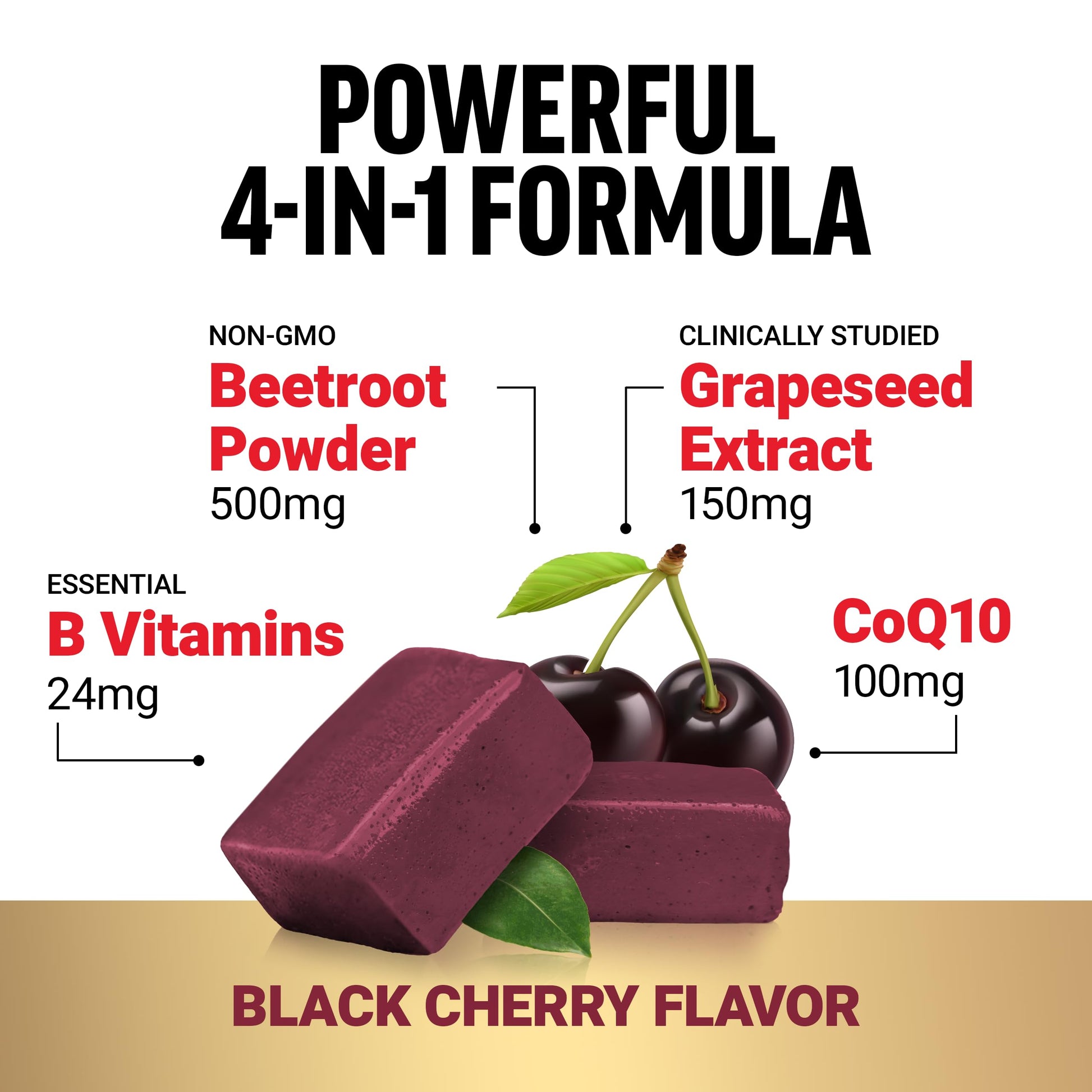 FORCE FACTOR Total Beets Ultimate Heart Health Chews for Blood Pressure Support, with Beetroot Powder, CoQ10, B Vitamins & Grapeseed Extract for Blood Flow & Energy, Black Cherry, 60 Soft Chews Nirvana Guru