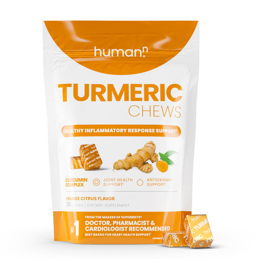 HumanN Turmeric Chews Supplement – Clinically Studied High Absorption Curcumin Complex - Orange Citrus Flavor – from SuperBeets Makers – Joint Health – 30 Count - Nirvana Guru