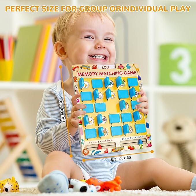 Matching Memory Game for Kids Age 3 4 5 6 7 8 Year Old, Travel Toy for Boys Girls, Wooden Board Game, Road Trip Essentials for Toddler, Airplane/ Car/ Camping Activity, Ideal Christmas, Birthday Gifts nirvanaguru