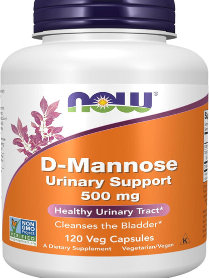 NOW Foods Supplements, D-Mannose 500 mg, Non-GMO Project Verified, Healthy Urinary Tract*, 120 Veg Capsules - Nirvana Guru
