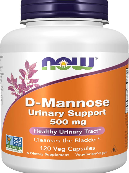 NOW Foods Supplements, D-Mannose 500 mg, Non-GMO Project Verified, Healthy Urinary Tract*, 120 Veg Capsules - Nirvana Guru