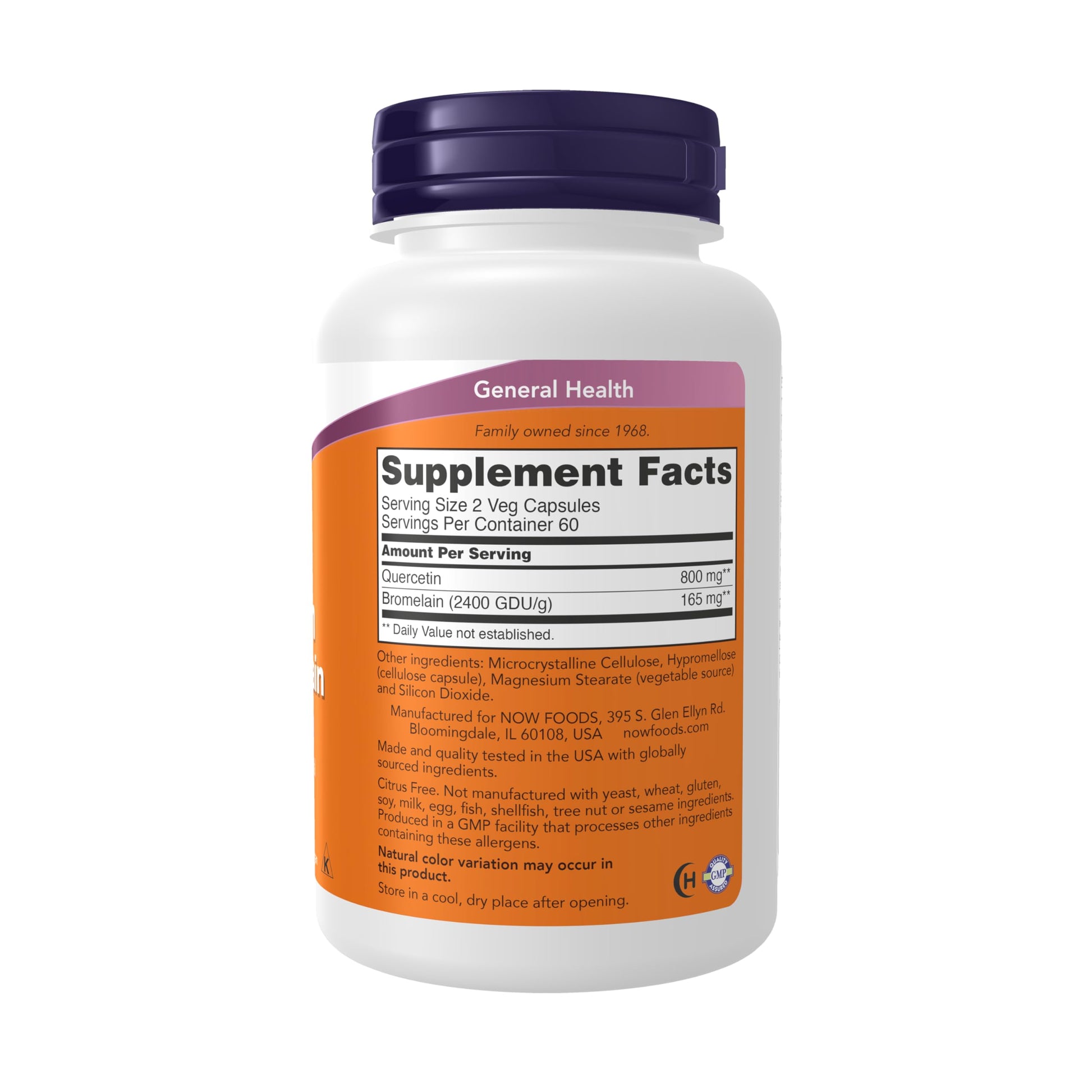 NOW Foods Supplements, Quercetin with Bromelain, Balanced Immune System*, 240 Veg Capsules - Nirvana Guru