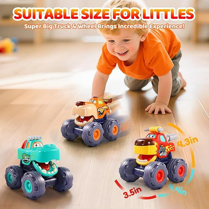 Car Toys for 1 Year Old Boy Gifts, Pull Back Monster Truck Toy Cars for Toddlers 1-3, 1 2 3 One Year Old Boy Birthday Gift 1st Vehicles Kids Stocking Stuffers Toddler Baby Boys Toys 12-18 Months nirvanaguru