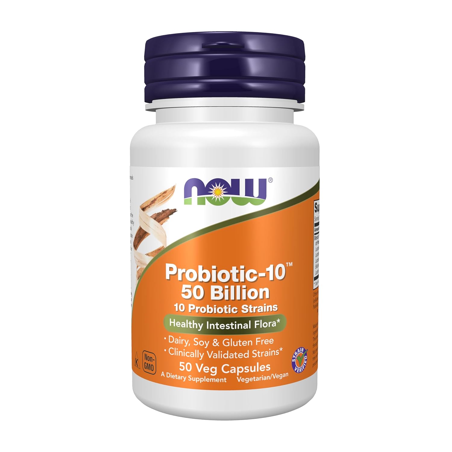 NOW Foods Supplements, Probiotic-10™, 50 Billion, with 10 Probiotic Strains, Strain Verified, 50 Veg Capsules - Nirvana Guru