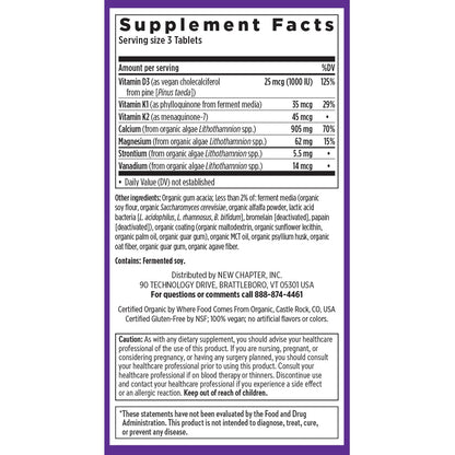 New Chapter Calcium Supplement - Bone Strength Organic Calcium with Magnesium, Vitamin D3+K2, 70+ Trace Minerals for Bone Health, Gluten Free, Easy to Swallow Slim Tablets - 120 Count Nirvana Guru