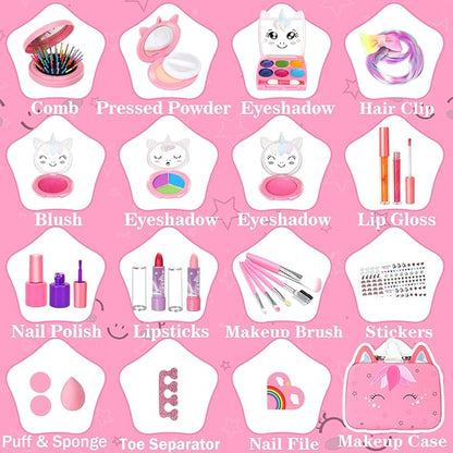Heaning Kids Washable Makeup Girl Toys - Real Makeup Kit Kid Make up Set for Toddlers Children Princess Dress Up Christmas Birthday Gifts Toys for 3 4 5 6 7 8 9 10 11 12 Year Old Girls nirvanaguru