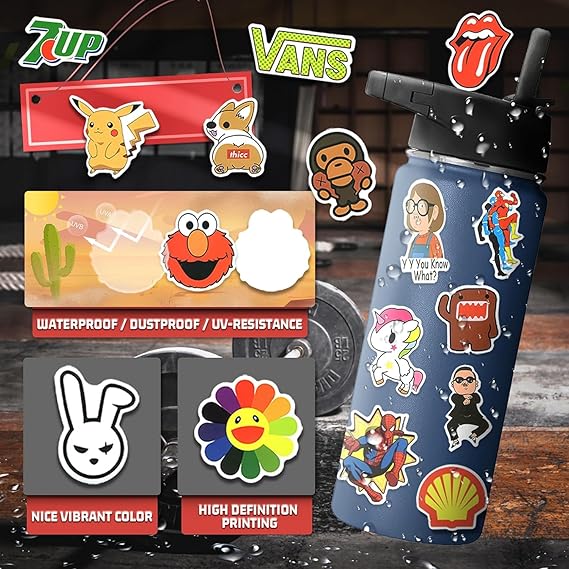 300pcs Cool Stickers for Adults, Brand Stickers for Water Bottles, Waterproof Vinyl Stickers Pack for Laptop, Skateboard, Luggage nirvanaguru