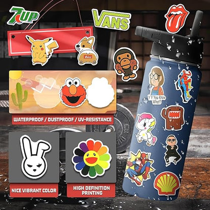 300pcs Cool Stickers for Adults, Brand Stickers for Water Bottles, Waterproof Vinyl Stickers Pack for Laptop, Skateboard, Luggage nirvanaguru