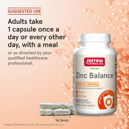 Jarrow Formulas Zinc Balance 15 mg - 100 Servings (Veggie Caps) - Includes Copper - Essential Mineral for Immune System Support - Immune Support Supplement - Gluten Free Zinc Copper Supplement - Vegan - Nirvana Guru