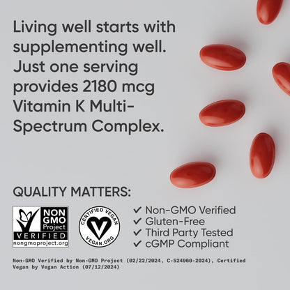 Sports Research Vitamin K2 as MK7 with Organic Coconut MCT Oil | Non-GMO Verified, Vegan Certified (60 Veggie-Softgels) - Nirvana Guru