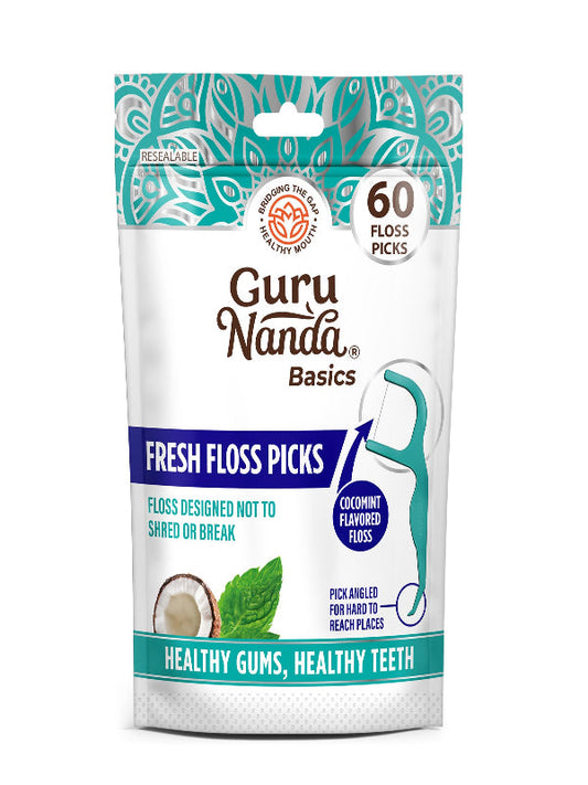 GuruNanda Dental Mint Floss Picks - Non- Shred Thread with Angled Pick for Effective Plaque Removal - Dentist Recommened - Travel Friendly for Adults & Kids - 100 Pack Nirvana Guru