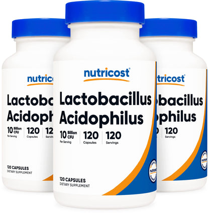 Nutricost Lactobacillus Acidophilus 10 Billion CFU, 120 Vegetarian Capsules - Nirvana Guru