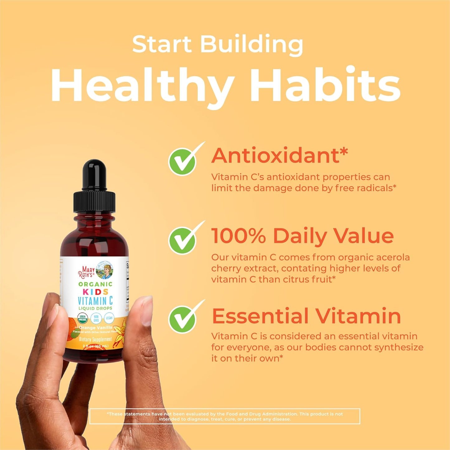 MaryRuth Organics USDA Kids Vitamin C Drops | Vegan Immune Support Supplement for Ages 4-13 | Immune Support & Overall Health | Vitamin C from Organic Acerola Fruit Extract | 2oz - Nirvana Guru