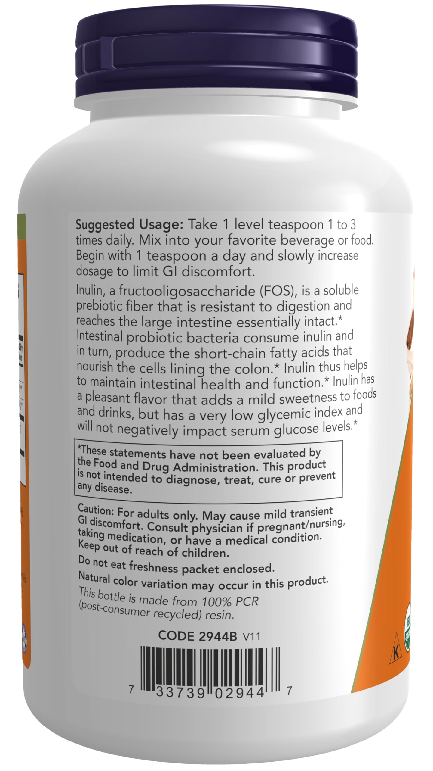 NOW Foods Supplements, Inulin Prebiotic Pure Powder, Certified Organic, Non-GMO Project Verified, Intestinal Support*, 1-Pound - Nirvana Guru