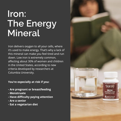 BRAINMD Dr Amen Iron - 30 Capsules - Supports Energy Production, Cognitive Function & Gene Regulation - Gentle & Easily Absorbed - Gluten Free - 30 Servings Nirvana Guru