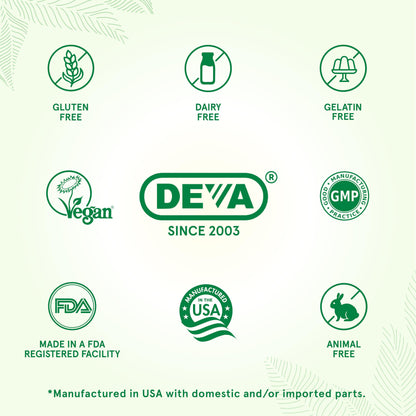 DEVA Vegan Omega-3 DHA Supplement, Once-Per-Day Softgel 200 MG, Carrageenan Free, Gelatin Free, Non-Fish, Algae Oil, Omega-3 Fatty Acids - 90 Softgels - Nirvana Guru