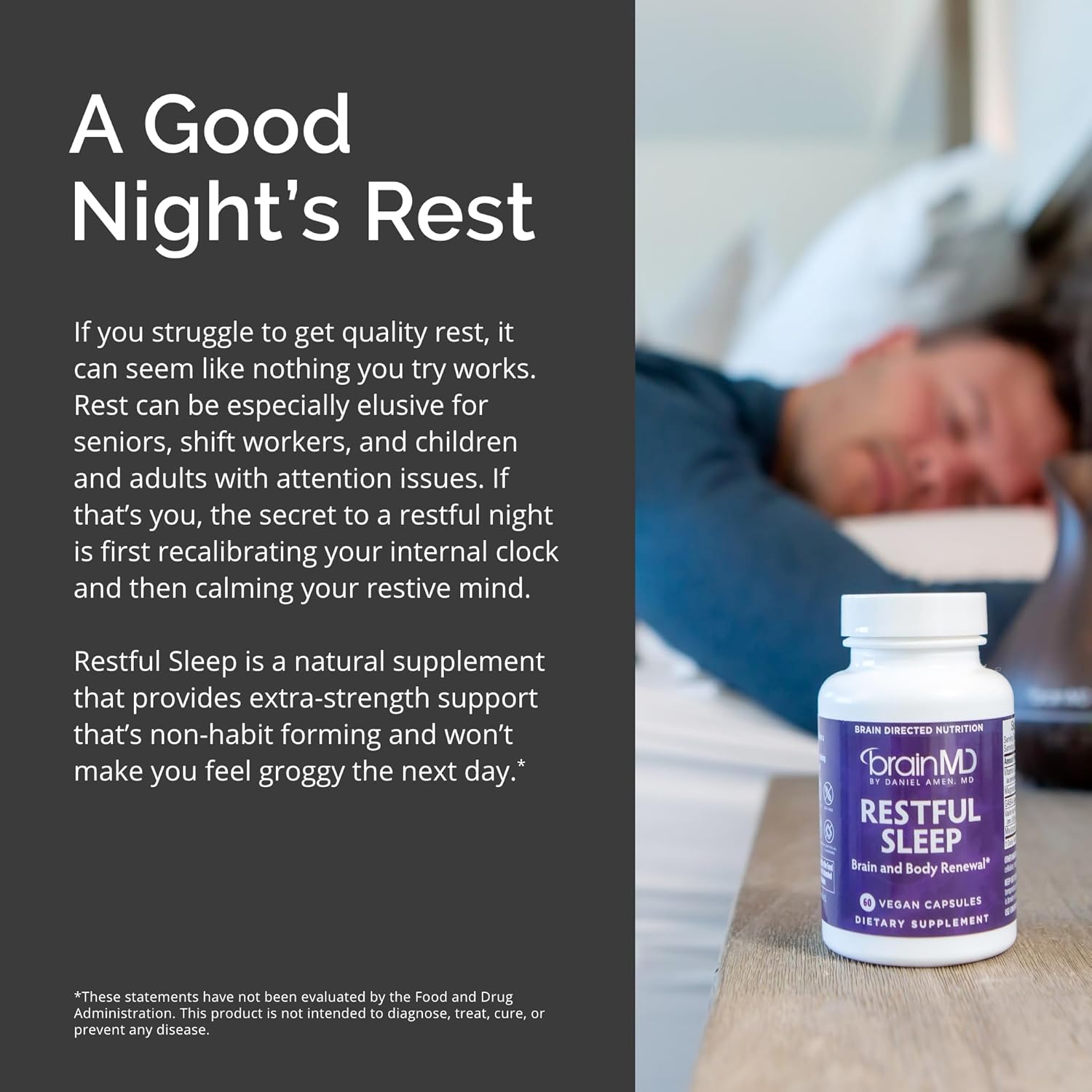 BRAINMD Dr Amen Restful Sleep - 60 Vegan Capsules - with Melatonin, Valerian Extract, GABA & Magnesium - Non-Habit Forming - 60 Total Servings - Pack of 2 Nirvana Guru