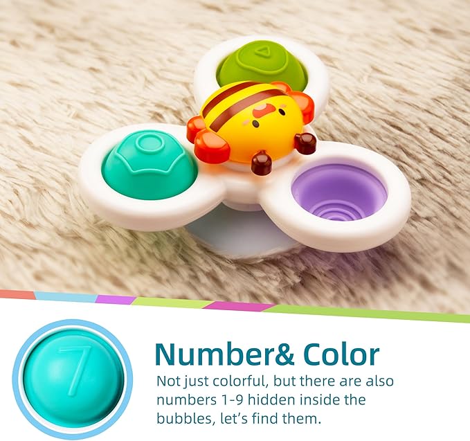 LiKee Strong Suction Cup Fidget Rotating Sensory Bath Toys for Baby, Airplane Car Travel Table & Window Toys for Toddler Boys and Girls, 6+ Months nirvanaguru