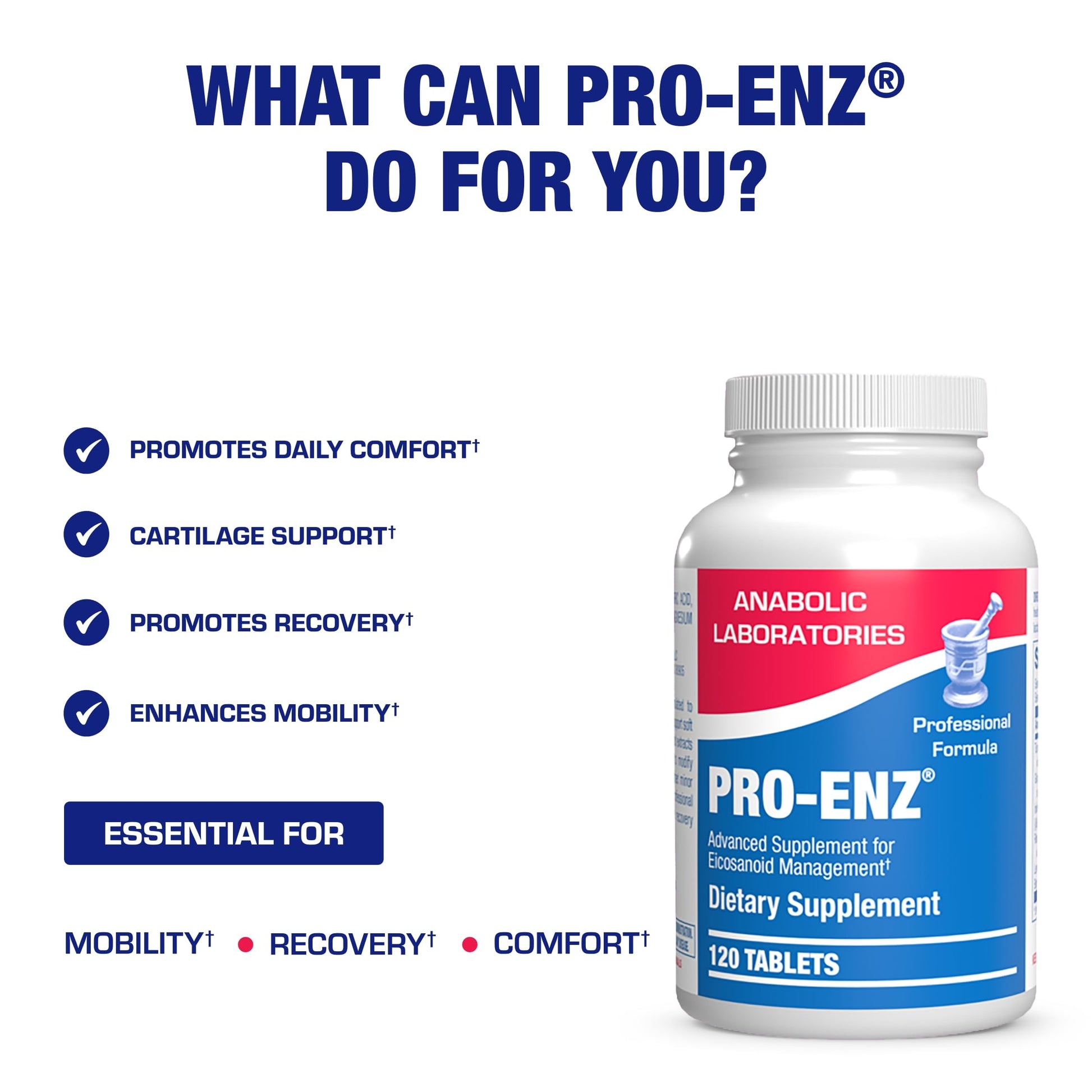 Pro ENZ Joint Support Supplement - Clinical Formula Turmeric Boswellia Supplement for Joint & Cartilage Mobility and Comfort Support Plus Eicosanoid Management with Proteolytic Enzymes (120 Servings) Nirvana Guru
