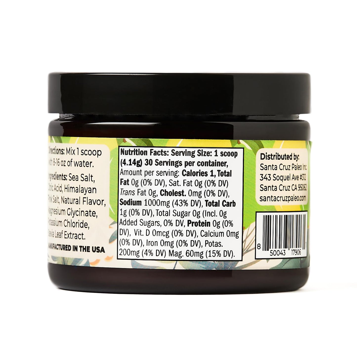Santa Cruz Paleo Electrolyte Powder, Lemonade Flavor, Sugar Free Hydration Drink Mix with Himalayan Pink Salt, Sea Salt, Magnesium Glycinate, Potassium Chloride, Sweetened with Stevia, 30 Servings