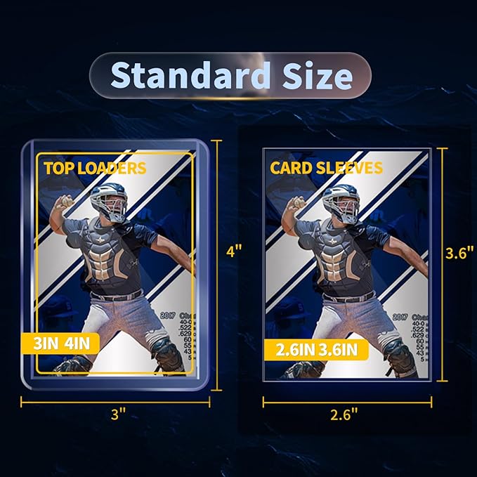 200 Card Sleeves Top Loaders for Cards, Toploaders Premium Baseball Card Sleeve Hard Plastic, 3" x 4" Trading Cards Holder, Sports Protectors(100 Toploaders + 100 Penny Sleeves) nirvanaguru