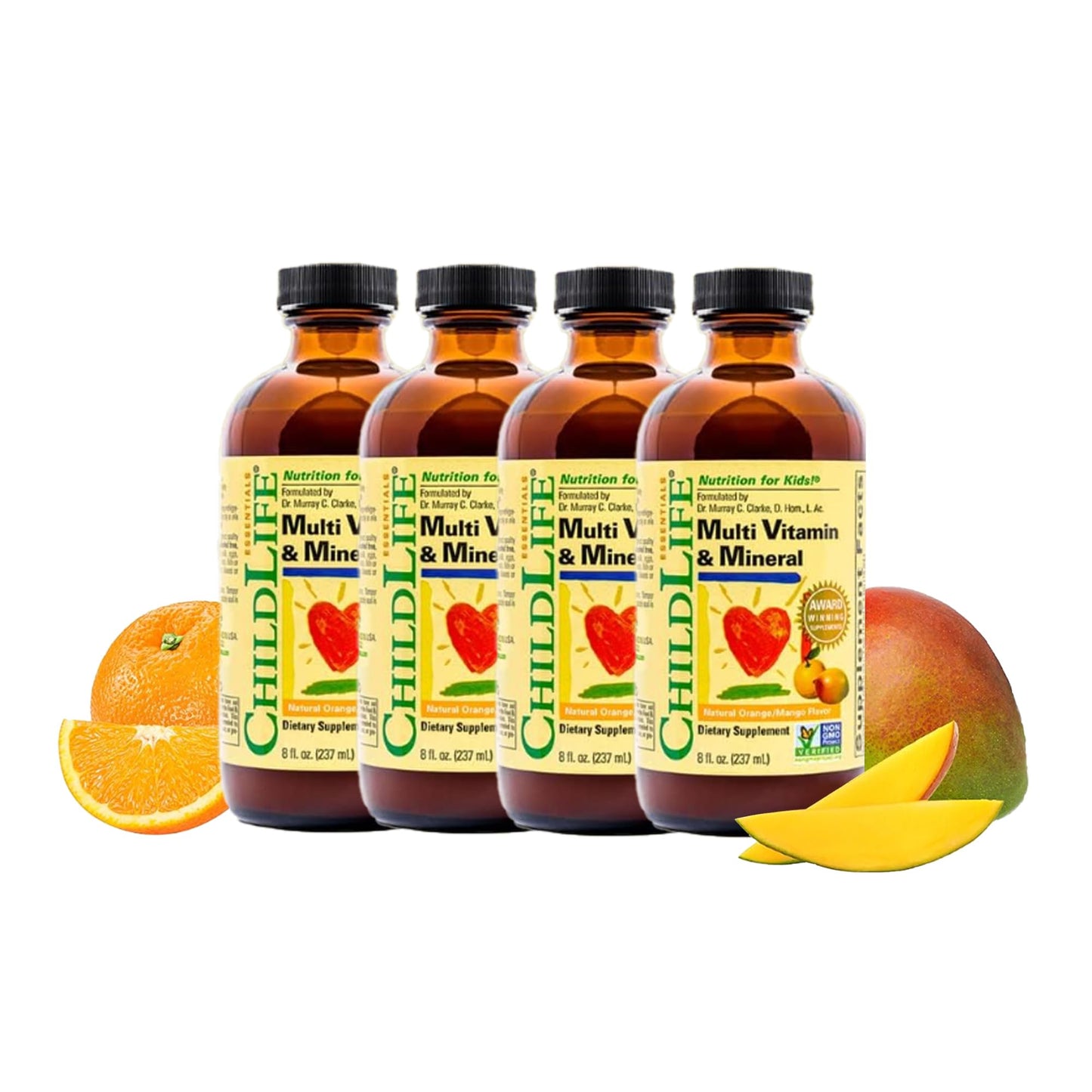CHILDLIFE ESSENTIALS Kids Multivitamin & Mineral - Kids Vitamins, Liquid Multivitamin for Kids, Toddler Multivitamins, Liquid Vitamins, Baby Multivitamin - Natural Orange & Mango, 8 Fl Oz (Pack of 1)