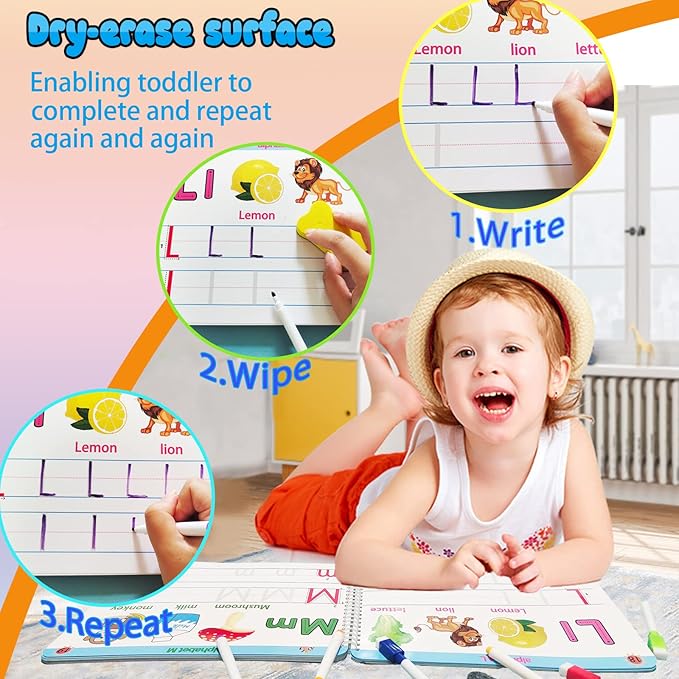 Preschool Learning Activities Educational Workbook - Toddler Prek Montessori Handwriting Practice Activity Tracing Toys Busy Book for Kids, Autism Learning Materials and ABC Learning Book nirvanaguru