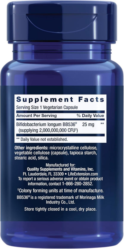 Life Extension Bifido GI Balance, probiotics, Bifidobacterium longum BB536® (2 Billion CFU), Support Healthy Gut & Digestive Health, Gluten-Free, Non-GMO, Vegetarian, 60 Capsules - Nirvana Guru