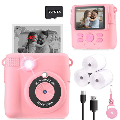 Kids Camera Instant Print, Christmas Birthday Gifts for Kids Age 3-12, Selfie Digital Camera with 1080P Videos,Toddler Portable Travel Cameras Toy for 4 5 6 7 8 9 Year Old Boys Girls-Blue Nirvana Guru