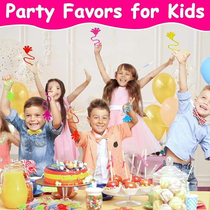 100PCS Glitter Sticky Hands Party Favors for Kids 4-8 8-12 Birthday Supplies Halloween Goodie Bag Stuffers Classroom Treasure Box Carnival Prizes Bulk Treat Trinkets Pinata Stuff Mini Stretchy Toys nirvanaguru