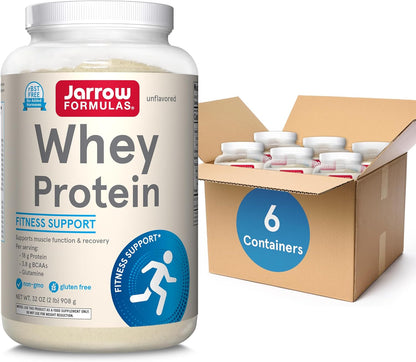 Jarrow Formulas Whey Protein With 18 g of Protein, 3.8 g of BCAAs, and Glutamine, Dietary Supplement for Muscle Function and Recovery Support, 32 oz Unflavored Powder, Approximately 38 Day Supply - Nirvana Guru