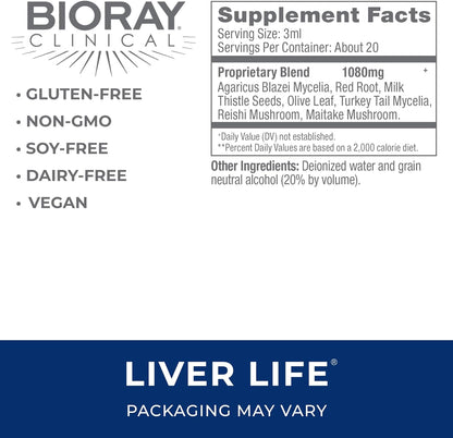 BIORAY Clinical Liver Life - 2 fl oz - Strengthens Liver Structure & Function - Non-GMO, Vegetarian, Gluten Free Nirvana Guru