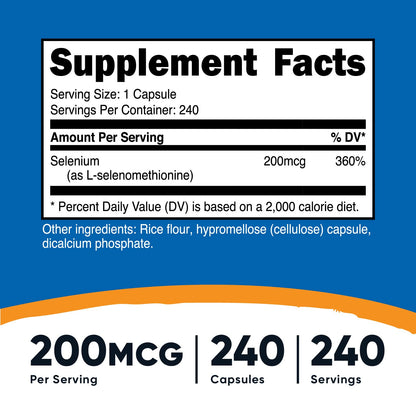 Nutricost Selenium 200mcg, 240 Vegetarian Capsules, Non-GMO, Gluten Free L-Selenomethionine Nirvana Guru