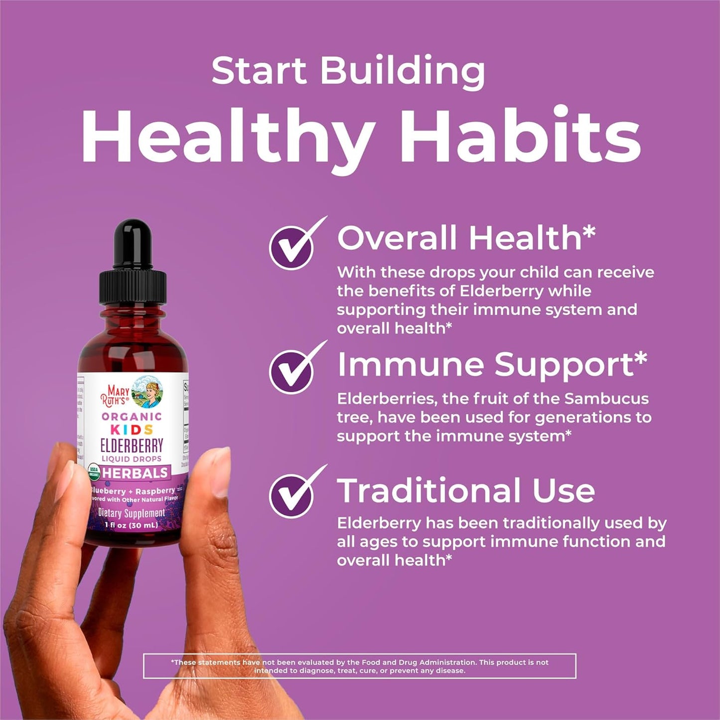 MaryRuth Organics USDA Organic Elderberry Liquid Drops for Kids | Vegan Elderberry Extract Organic Glycerin | Immune Support Supplement | Overall Health | Formulated for Ages 4-13 | 1oz - Nirvana Guru