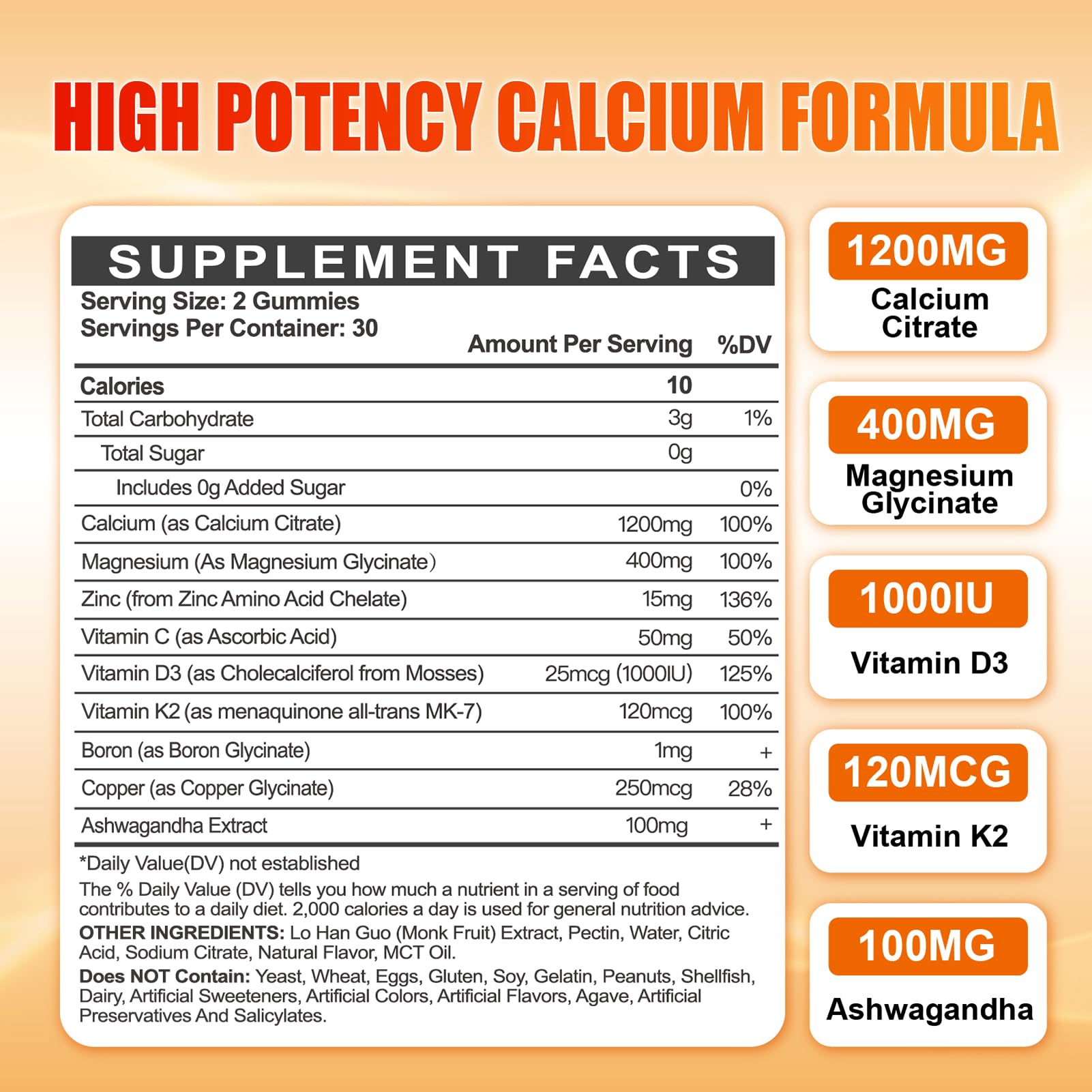 Calcium 1200 mg with Vitamin D3 Gummies for Adults - Calcium Citrate with Vitamin D3 K2, Magnesium, Zinc, Boron, Copper and Ashwagandha - Extra Absorption Calcium Supplement for Women Men Nirvana Guru