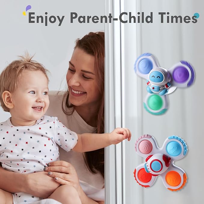 ALASOU 3PCS Pop Suction Cup Spinner Toys for 1 Year Old Boy Girl|Novelty Spinning Tops Toddler Toys Age 1-2|Sensory Baby Bath Toy for Toddlers 1-3|12 18 Months Boy Birthday Gift for Infant nirvanaguru