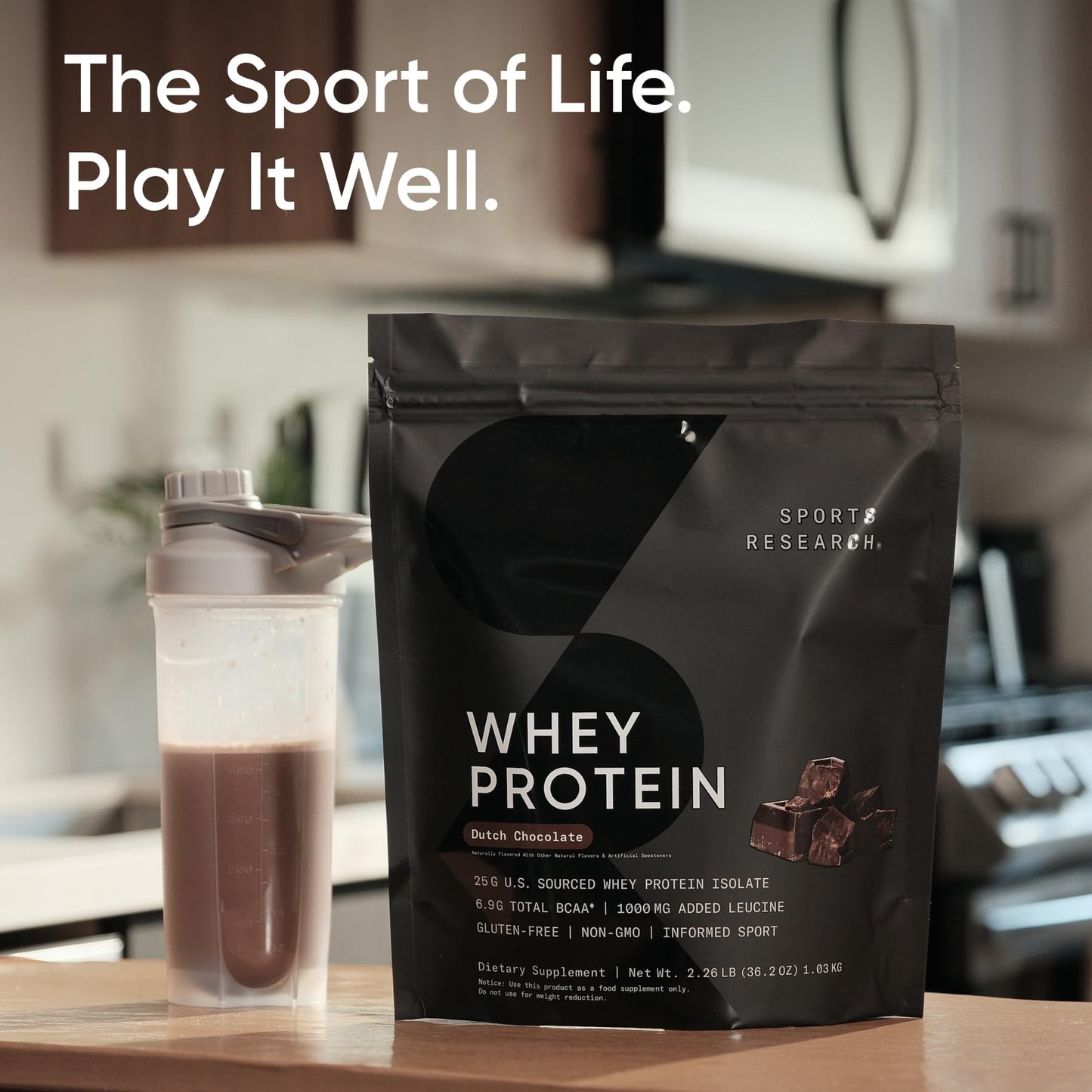 Sports Research Whey Protein - Sports Nutrition Whey Isolate Protein Powder for Lean Muscle Building & Workout Recovery - 5 lb Bag Bulk Protein Powder 25g per Serving - Dutch Chocolate, 56 Servings - Nirvana Guru