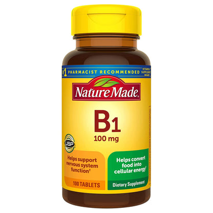 Nature Made Vitamin B1 100 mg, Dietary Supplement for Energy Metabolism Support, 100 Tablets, 100 Day Supply - Nirvana Guru