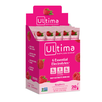 Ultima Replenisher Electrolyte Hydration Drink Mix, Pink Lemonade, 20 Serving Stickpack Box - Sugar Free, 0 Calories, 0 Carbs - Gluten-Free, Keto, Non-GMO, Vegan - Nirvana Guru