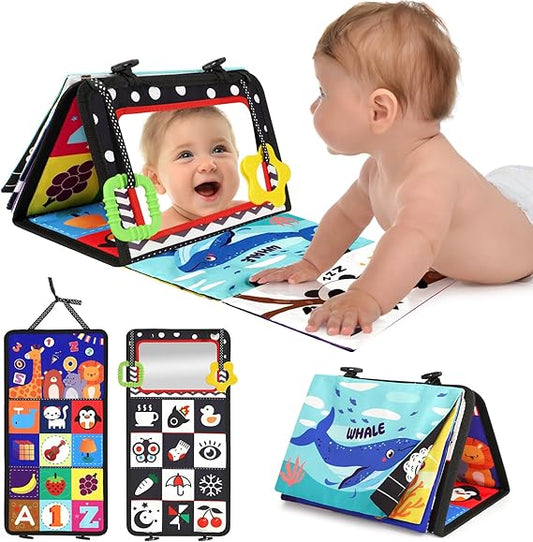 URMYWO Tummy Time Toy - Black and White High Contrast Baby Toys for Newborn - Baby Visual Stimulation Mirror - Montessori Sensory Crinkle Toy for Infant 0-3-6-12 Months - Shower Gift for Boy Girl nirvanaguru