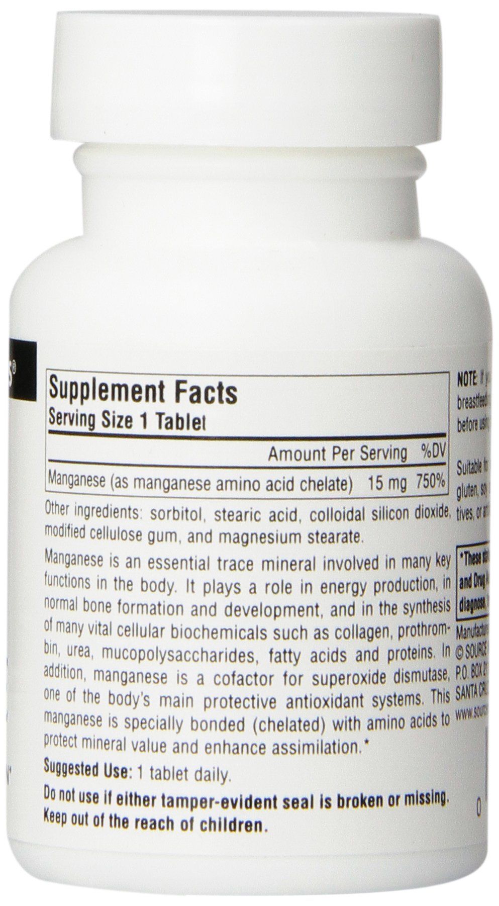 Source Naturals Manganese, Amino Acid Chelate - Supports Energy Production - 250 Tablets Nirvana Guru