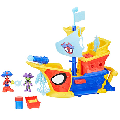 Spidey and HIS Amazing Friends Marvel Water-Webs Webs Ahoy Bubble Pirate Ship Toy, 3-Inch Action Figures & Boat Playset, Super Hero Toys, 3+ Years