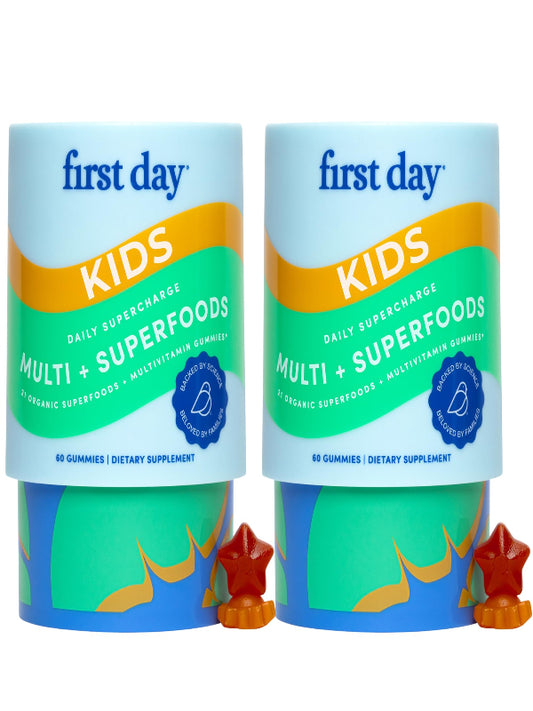 First Day Kids Multivitamin Gummies Age 4+, Strawberry & Orange - Kids Vitamins Multivitamin Gummy A C D3 K2 B1 B2 B6 B12 Folate, Immunity & Brain Function, Vegan - 30 Day Supply, Packaging May Vary Nirvana Guru