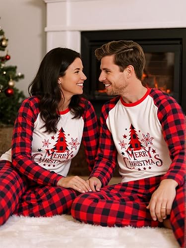 Matching Christmas Pajamas for Family Cute Printed Xmas Pajamas Set Holiday Family Sleepwear Sets for Womens Couples nirvanaguru