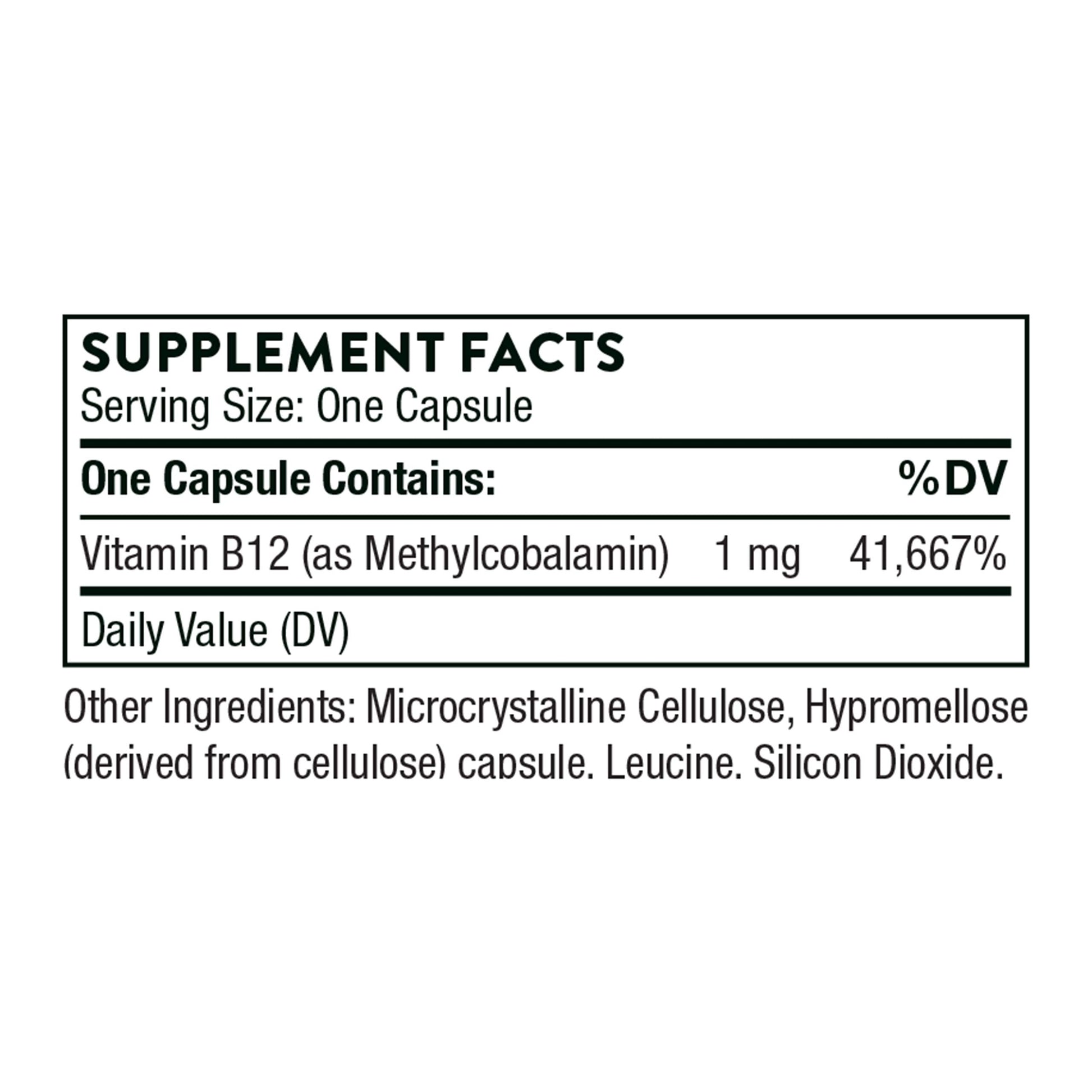 THORNE Vitamin B12 - as Methylcobalamin - Supports Heart & Nerve Health, Blood Cell Function, Healthy Sleep & Methylation* - Gluten, Dairy & Soy-Free - 60 Capsules - Nirvana Guru