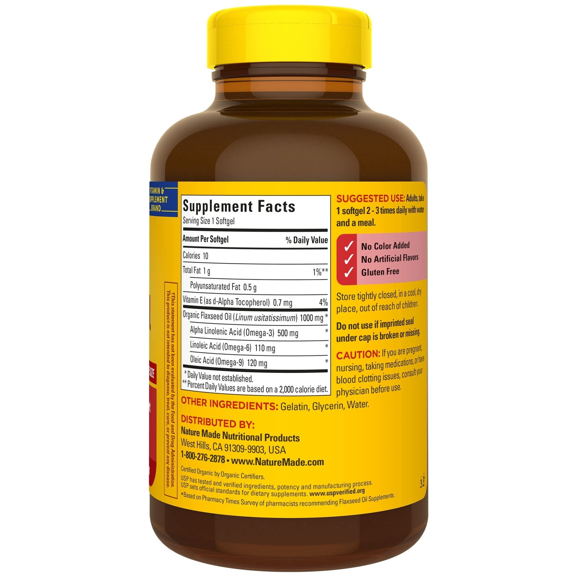 Nature Made Flaxseed Oil 1000 mg, Fish Free Omega 3 Supplement, Dietary Supplement for Heart Health Support, 180 Softgels, 180 Day Supply - Nirvana Guru