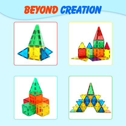 Gemmicc Magnetic Tiles, Deluxe 136 PCS Building Blocks Magnet Toys for Kids,3D Magnet Puzzles Stacking Blocks for Boys Girls,Huge Set with 2 Cars Nirvana Guru