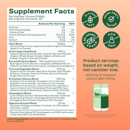 Bloom Nutrition Greens and Superfoods Powder for Digestive Health, Greens Powder, Digestive Enzymes, Probiotics, Spirulina, Chlorella for Bloating & Gut Support, Green Juice, 30 SVG, Strawberry Kiwi